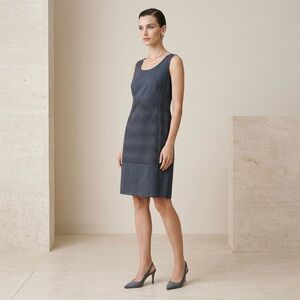 Akris Punto Perforated Sheath Dress Size 14 Large Grey Sleeveless